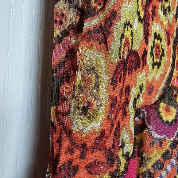 Women's Anthropologie Akemi + Kin Orange Floral Patchwork Dress size 0 - Picture 9 of 9